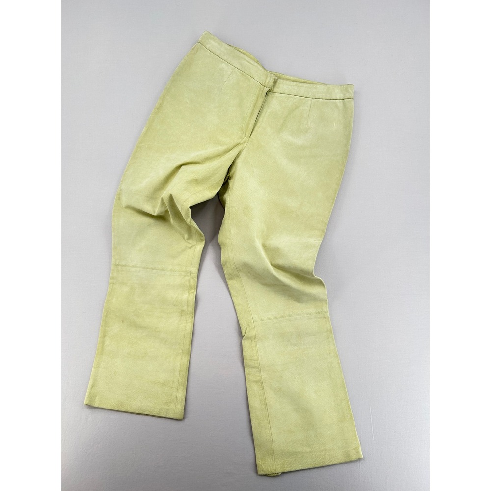 Women's Country Road Sage Green 100% Suede Leather Trousers Pants Sz 10
